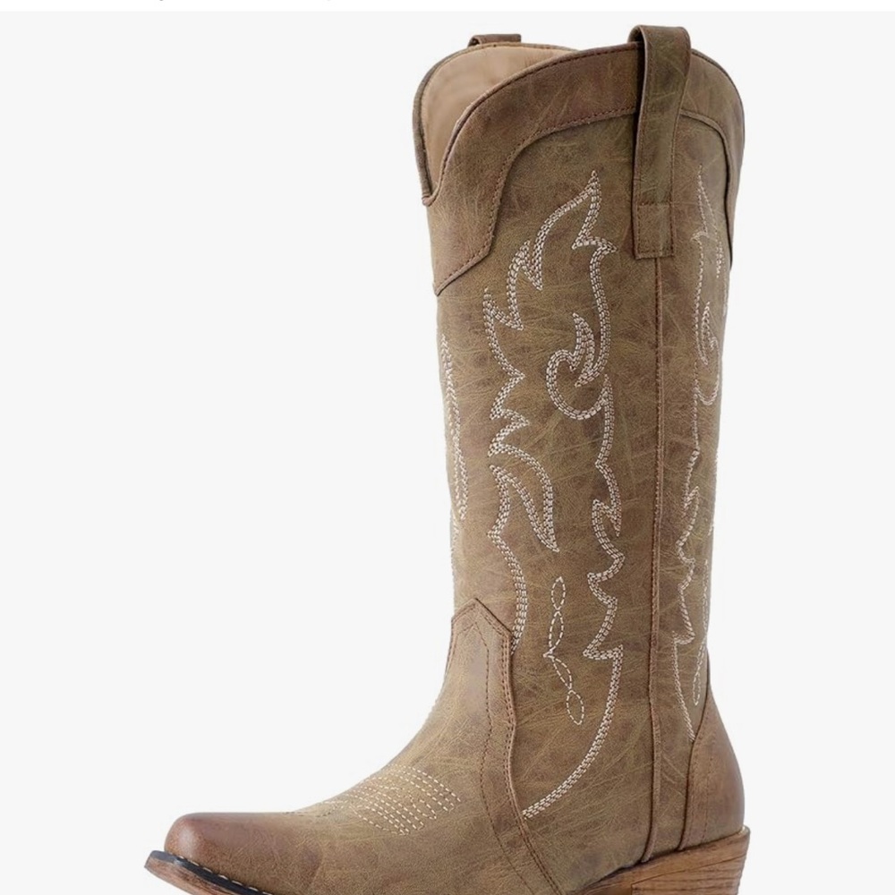 Women's Brown Cowgirl Boots - Picture 2 of 6